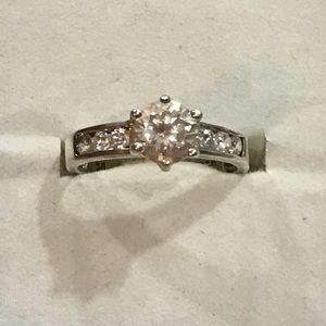 Cubic zirconia engagement style silver ring